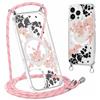 Saqmkil Magnetica Cover con Cordino per iPhone 13 Pro 6,1 Compatibile con MagSafe, Aesthetic Disegni Motivo Trasparente Custodia, Antiurto Case con Laccio Tracolla per iPhone 13 Pro, Fiori 02