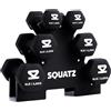 Squatz Set Manubri Palestra 3 Paia 1,36 kg - 2,27 kg - 3,63 kg con Rivestimento Neoprene Antiscivolo, Manici Sagomati e Supporto Compatto per Pesi Palestra e Allenamento