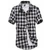 Camicia Uomo Quadri Rosso Nero Estiva Casual Manica Corta Scozzese