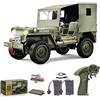 Hylukon Auto telecomandata 1:10 fuoristrada Rock Crawler 2,4 GHz 4 ruote motrici con luci, copertura in tela, giocattolo elettrico tutto terreno, per adulti, bambini, ragazzi