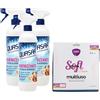 FEI FAN SET PULIZIA: 3x Quasar Detergente, IGIENIZZANTE CASA & ANIMALI, Senza Risciacquo, Ipoallergenico 580ml + Panno In Microfibra SOFT, Panno Multiuso (Colori Assortiti)
