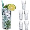 Relaxdays Bicchieri da Cocktail e Long Drink, Tumbler Alti da 300 ml, Calici in Vetro per Gin Tonic, Mojito, Trasparenti