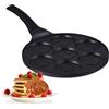 Relaxdays Padella per Pancake, a 7 Fori, Ø 8 cm ciascuno, Motivo con Facce, Adatta all'Induzione, in Alluminio, Nero