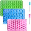 Vpqnee 3 mini stampini in silicone per caramelle gommose, contiene piccoli cuori, frutta, forme di animali marini e 2 contagocce per fare gommose, caramelle, cioccolato e piccoli cubetti di ghiaccio
