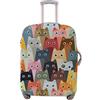 FDDU Copri Valigiagatto Carino Elastico, Copri Valigia Riutilizzabile, Elastic Proteggi Copertura per Valigie, Trolley Protector Cover, per Resistenza Alla Polvere e Ai Graff (M, 22-24 Pollici)