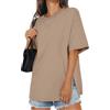 Tomwell Maglietta da donna in cotone, oversize, con spacchi laterali, larga, girocollo, a maniche corte, estiva 2026, A blu., XL