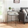 [en.casa] Tavolino da Divano Tavolino per Soggiorno Tavolino da caffè con 2 Piani Rotondo e Semicerchio Telaio Metallo 68 x 62 cm Effetto Rovere/Nero
