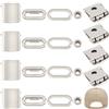 BENECREAT 30 Set Fibbia con Cappuccio in Acciaio Inossidabile, Fibbia per Berretto da Baseball Traforata in Colore Platino, Fibbia per Berretto da Baseball Rotonda Piatta,Formato del Foro: 5mm