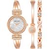 ANNE KLEIN - Set con orologio da donna a bracciale rigido impreziosito da cristalli di alta qualità e bracciale, Oro Rosa