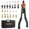VEVOR Kit Rivettatrice per Inserti Filettati a Due Mani da 430 mm, con 13 Mandrini e 130 Dadi, con Robusta Custodia per il Trasporto, per Montaggi Metallici, Mobili, Autoveicoli e Riparazioni DIY