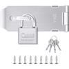 Flintronic Lucchetto Hasp 4 Pollici, Chiavistello Con Viti e Chiavi, Dispositivo di Blocco Hasp di Sicurezza per Lucchetto, Armadio, Porta Finestra, Cancelli- Argento