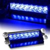 IXRPVJM Luce stroboscopica universale for auto a 8 LED, lampeggiante, for parabrezza, lampeggiante, luce di segnalazione, luci di emergenza della polizia, rosso e blu, 12 V(All Blue)