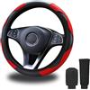 Norhogo coprlvolante auto universale,coprl volante per auto 37-39 cm, Decorazione per il Volante dell'auto, Antiscivolo, con Copri Cambio Auto Universale per la Maggior Parte delle Automobili Rosso
