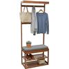 Relaxdays Appendiabiti e Panca in bambù con Ripiani e Ganci, Dimensioni 175x70x33 cm Naturale