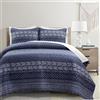Lush Decor Hygge Geo - Set copripiumino reversibile in cotone, 3 pezzi, colore: blu navy, king size