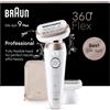 Braun Silk-Epil 9 Flex Epilatore Wet e Dry 9-011 3D, Testa Flessibile 360., 40 Pinzette, Oro
