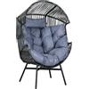 Outsunny Poltrona in rattan Sedia da esterno Poltrona da giardino, PE-Rattan, 89 cm x 75 cm x 143 cm, Grigio+Nero | Aosom Italy
