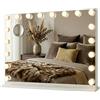 Bayt Specchio Trucco con Luci LED - Specchio Hollywood Bianco 80x60 cm con 18 Lampadine Dimmerabili, 3 Tonalità di Luce (calda, fredda, naturale), Touch Screen & Specchietto Ingranditore 10x