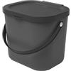 Rotho Albula Cestino Bio con Coperchio per la Cucina, Plastica (PP) senza BPA, Grigio (Antracite), 6 L, 23.5 x 20.0 x 20.8 cm