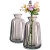 Praknu Set di Piccoli Vaso - 6 Pezzi - Stile Vintage - Vaso per Fiori in Vetro - Mini - Lavabili in Lavastoviglie - Perfetti come Tavola Decorazioni Matrimonio - Grigio