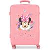 Disney Joumma Minnie Happy To Be Me Rosa Valigia Media 46x65x23 cm Rigido ABS Lucchetto a Combinazione Laterale 56L 3.1kg 4 Doppie Ruote