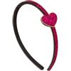 Righe e Pois - Cerchietto per capelli bambina con cuore glitter e mini borchie laterale, copertura in tessuto glitterato, confezione da 1 Hairband bimba (Fucsia, Bambina)