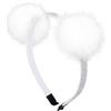 Righe e pois cerchietto capelli pon pon, fascia capelli bambina glitter con doppio pon pon, fermacapelli, frontino capelli hairband con pon pon soffice (Bianco, Bambina)
