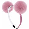 Righe e pois cerchietto per capelli con 2 pon pon, fascia capelli bambina glitter con doppio pon pon, fermacapelli, frontino capelli hairband con pon pon soffice (Rosa Antico)