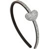 Righe e Pois - Cerchietto per capelli bambina con cuore glitter e mini borchie laterale, copertura in tessuto glitterato, confezione da 1 Hairband bimba (Argento, Bambina)