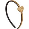 Righe e Pois - Cerchietto per capelli bambina con cuore glitter e mini borchie laterale, copertura in tessuto glitterato, confezione da 1 Hairband bimba (Oro, Bambina)
