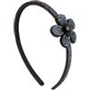 Righe e Pois - Cerchietto per capelli bambina con fiore Glitter, 13 cm, rigido, decorato con pietra centrale, confezione da 1 hairband bimba, fermacapelli glitter (Antracite, Bambina)