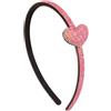 Righe e Pois - Cerchietto per capelli bambina con cuore glitter e mini borchie laterale, copertura in tessuto glitterato, confezione da 1 Hairband bimba (Rosa, Bambina)