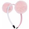 Righe e pois cerchietto capelli pon pon, fascia capelli bambina glitter con doppio pon pon, fermacapelli, frontino capelli hairband con doppio pon pon soffice (Cipria, Bambina)