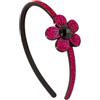 Righe e Pois - Cerchietto per capelli bambina con fiore Glitter, 13 cm, rigido, decorato con pietra centrale, confezione da 1 hairband bimba, fermacapelli glitter (Fucsia, Bambina)
