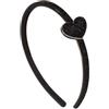 Righe e Pois - Cerchietto per capelli bambina con cuore glitter e mini borchie laterale, copertura in tessuto glitterato, confezione da 1 Hairband bimba (Nero, Bambina)