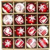 perfk 16 Pezzi Di Palline Di Natale 6 Cm Rosse E Bianche, Palline Albero Di Natale in Polipropilene Leggero, Decorazioni Albero Di Natalizi Con Gancio per Halloween, Bar, Ristoranti, Feste