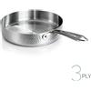 AGNELLI Padella Aluinox Martellato 3Ply 28x6 Cm 1 Manico Acciaio Inox