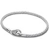 PANDORA Charm 594462C01-19 Pavé Clasp Foxtail - Bracciale in argento sterling 925 con zirconi, doppia catena, 19 cm