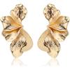 Mikovivi Orecchini Statement per Donna, Orecchini Statement in Oro Massiccio per Donna Fiore a Forma di Ventaglio in Oro Foglia Conchiglia Orecchini con Ali d'Angelo Orecchini Boho per Donna