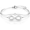 Swarovski Bracciale rigido Hyperbola, Infinito, Bianco, Placcato rodio