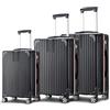 Wintem Set 3 Valigie Trolley in ABS - Trolley Con 4 Doppie Ruote Girevoli a 360° - Valigie Dotate di Sacca a Rete, Elastico Ferma Indumenti e Cerniera Singola - 55/66/76cm Nero