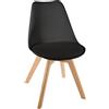 ATMOSPHERA CREATEUR D'INTERIEUR Atmosphera Interior Designer - Sedia Baya Nera - Plastica e Faggio - Sala da pranzo, Cucina, Ufficio, Soggiorno - Comodo cuscino integrato