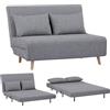 EVERGREENWEB MATERASSI & BEDS EVERGREENWEB Poltrona Letto 1 Piazza e Mezzo con Cuscino Imbottito, Tessuto Grigio, Divano 2 Posti Salvaspazio Pieghevole, Pouf Poggiapiedi, Comodo Schienale Regolabile Clic Clac, Gambe in Legno FOLDY