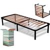 EVERGREENWEB MATERASSI & BEDS EVERGREENWEB - Rete Letto Singolo 80x200 a Doghe in Legno Ortopedica con 6 Piedi Smontabili, Struttura portante Rinforzata in Ferro, Pieghevole Salvaspazio Base da Incasso per tutti Letti e Materassi