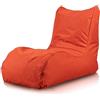 Bepouf - Poltrona Chaise Longue in Poliestere con Imbottitura in Palline di Polistirolo, Poltrona Adatta per Camera, Salotto e Esterni - Dimensione 110x80, Colore Arancione