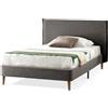 EVERGREENWEB MATERASSI & BEDS EVERGREENWEB - Letto Piazza e Mezzo con Materasso 120x200 alto 20cm in Waterfoam Flex, Base Letto 12 Doghe in Legno + Cuscino in Fiocco Memory Foam GRATIS Elegante Testata Rivestimento Tessuto Tortora