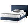 EVERGREENWEB MATERASSI & BEDS EVERGREENWEB - Letto Piazza e Mezzo con Materasso 120x200 alto 20 cm in Waterfoam Flex, Base Letto 12 Doghe in Legno + Cuscino in Fiocco Memory Foam GRATIS, Elegante Testata Rivestimento Tessuto Blu