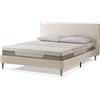 EVERGREENWEB MATERASSI & BEDS EVERGREENWEB - Letto Matrimoniale con Materasso in Memory Foam 140x200 alto 20 cm, Base Letto 12 Doghe in Legno + Coppia Cuscini in Fiocco GRATIS, Elegante Testata Rivestimento Tessuto color Beige