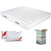 EVERGREENWEB MATERASSI & BEDS EVERGREENWEB - Materasso Matrimoniale 170x200 Alto 16 cm in Poliuretano ORTOPEDICO lastra Water Foam Bio + COPPIA CUSCINI Memory Foam GRATIS, Rivestimento Morbido Bianco ANALLERGICO x per Reti e Letti