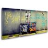 Giallobus - Quadri Grande Formato XXL - Banksy - Street Art - Bambini pipì - Tela Canvas - 218x100cm | 3pcs. x 70x100cm - Pronto da Appendere - Quadri Moderni per la casa